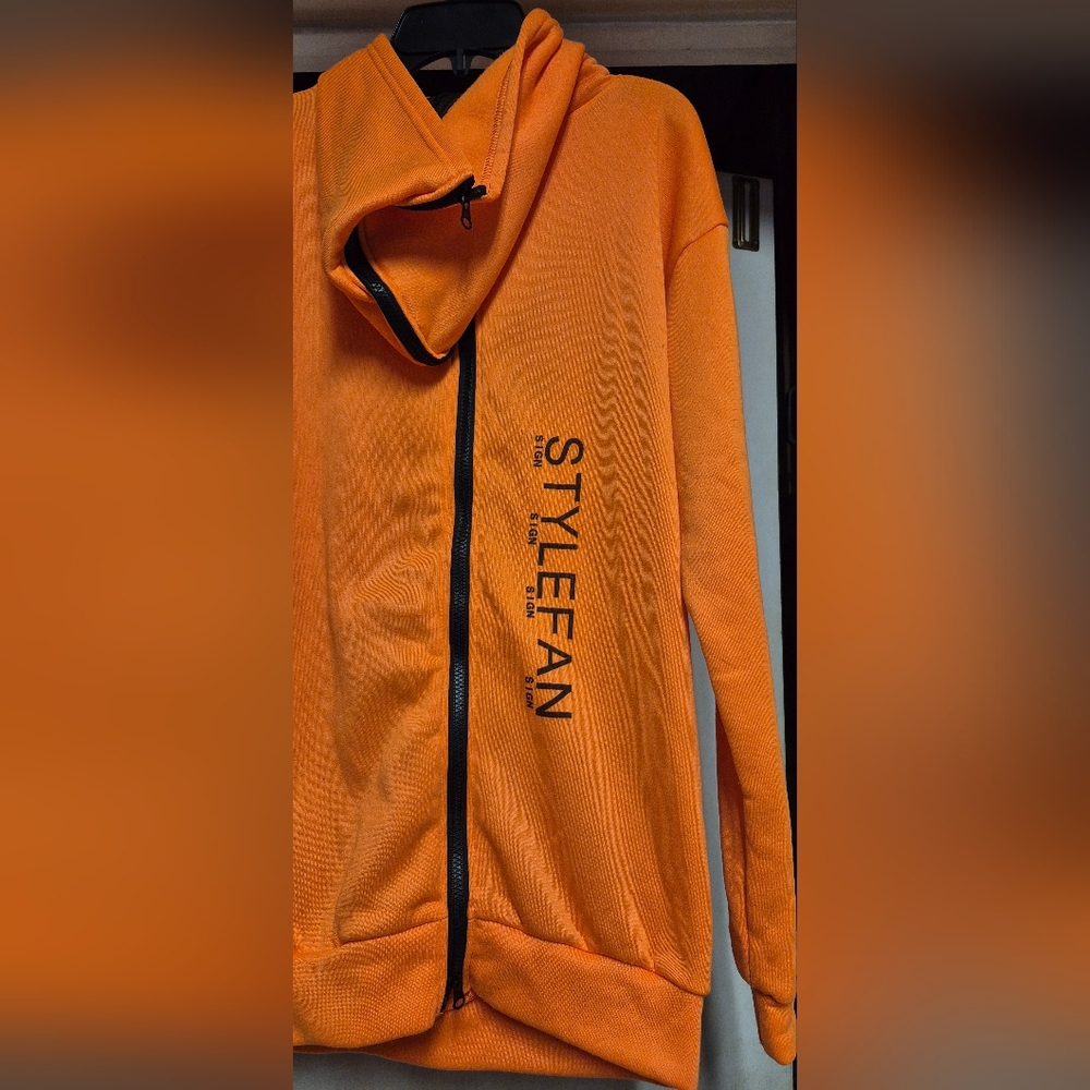Orange Stylefan Hoodie with Black Zipper
